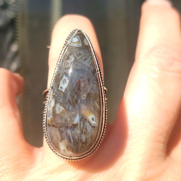 New Stick Agate 925 Silver Statement Ring. - Picture 6 of 16